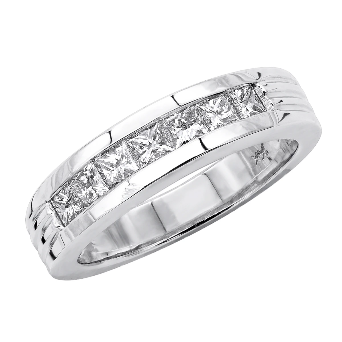 14K White Gold Men's Diamond Wedding Band 0.98ct 1 14K White Gold Men's Diamond Wedding Band 0.98ct