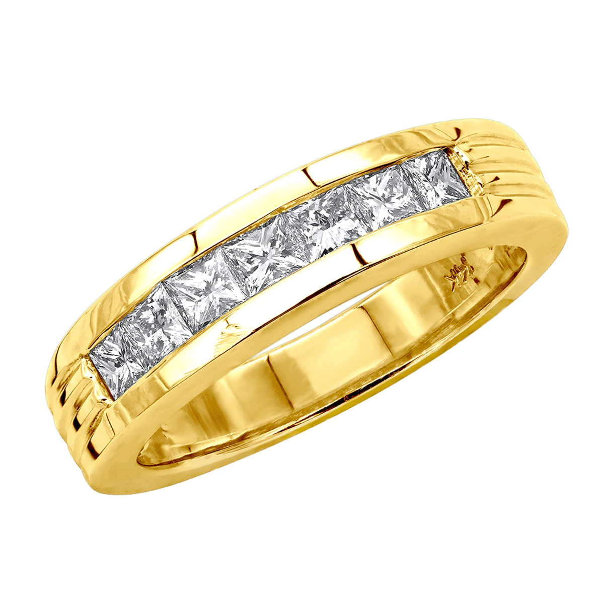 14K White Gold Men's Diamond Wedding Band 0.98ct 2 14K White Gold Men's Diamond Wedding Band 0.98ct - Image 2