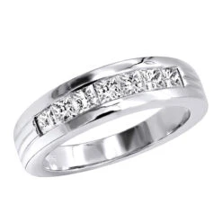 14K White Gold Men's Diamond Wedding Band 1.40ct