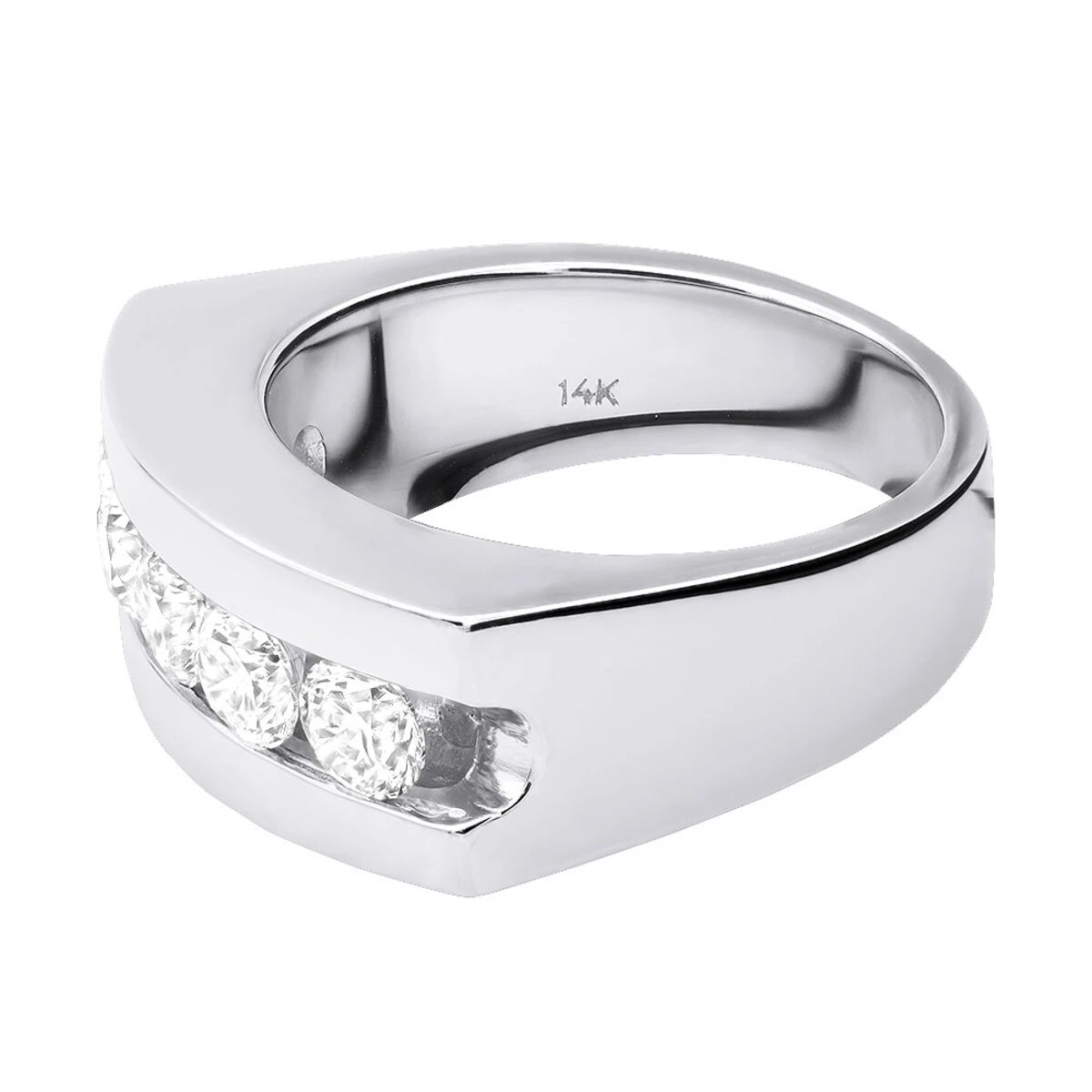 14K White Gold Men's Diamond Wedding Band 1.75ct 3 14K White Gold Men's Diamond Wedding Band 1.75ct - Image 3