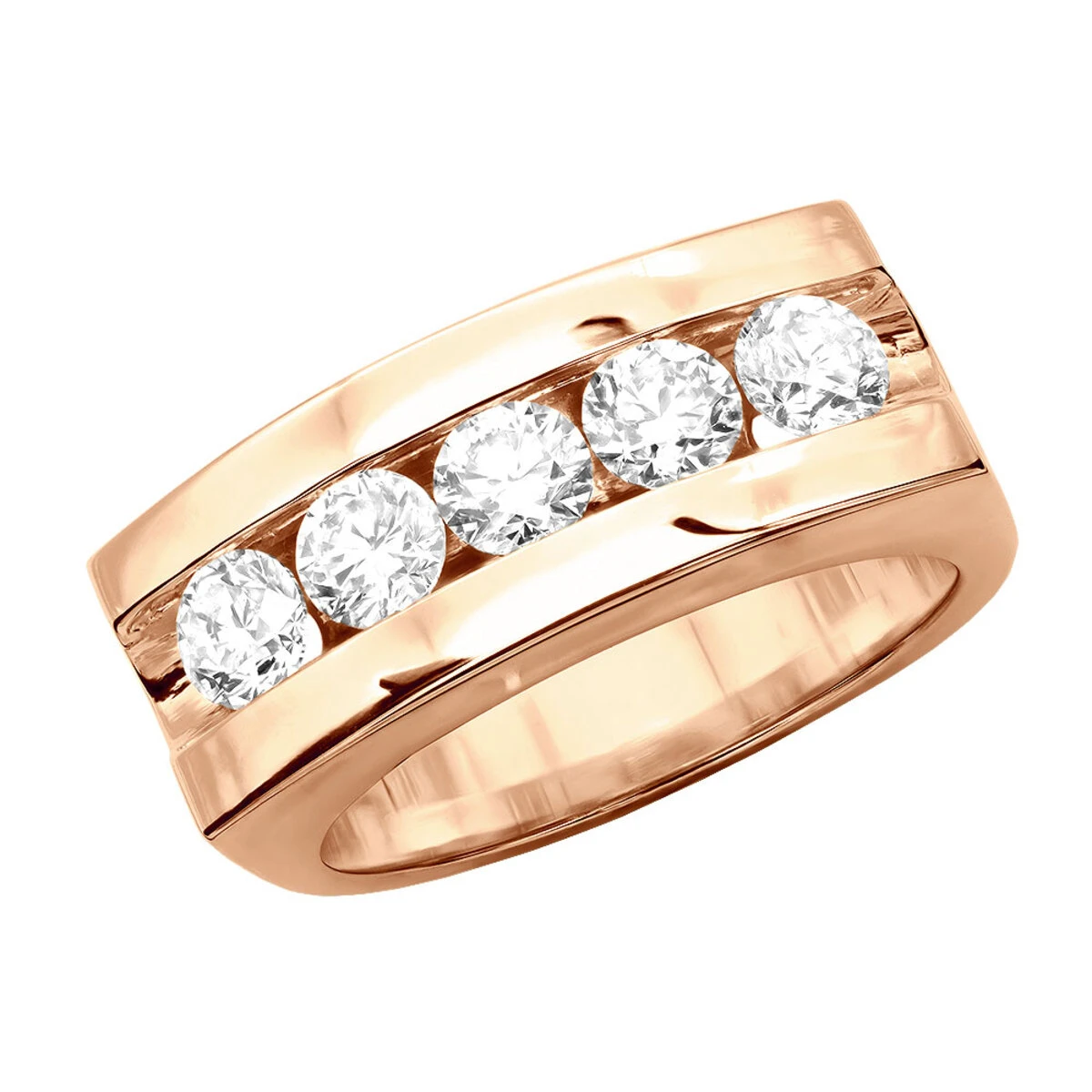 14K White Gold Men's Diamond Wedding Band 1.75ct 2 14K White Gold Men's Diamond Wedding Band 1.75ct - Image 2