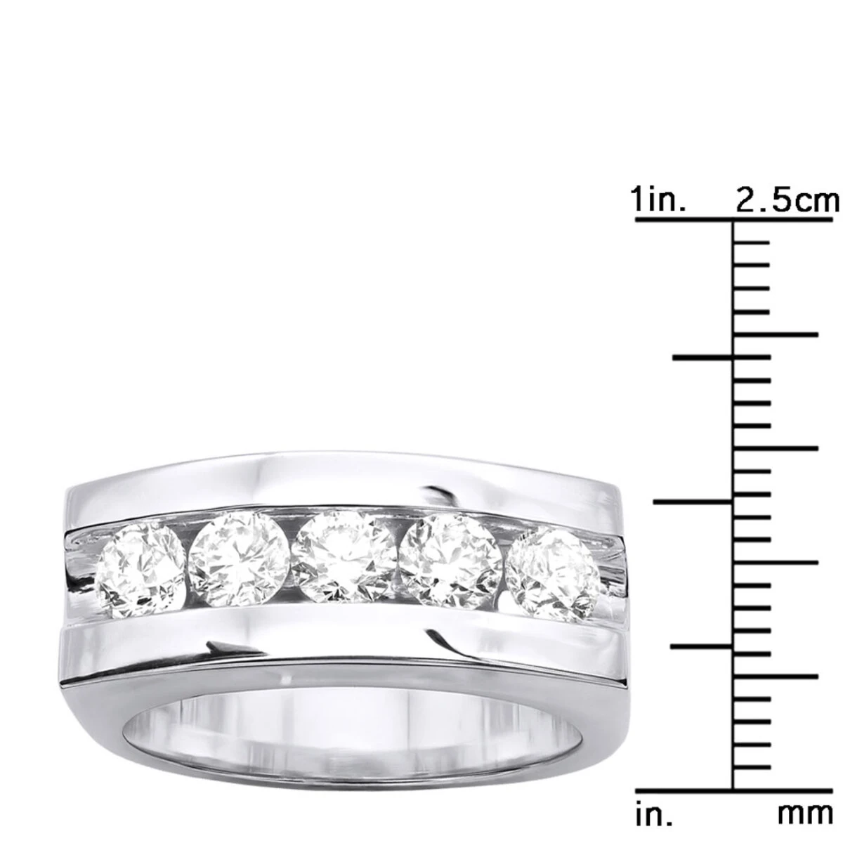 14K White Gold Men's Diamond Wedding Band 1.75ct 5 14K White Gold Men's Diamond Wedding Band 1.75ct - Image 5