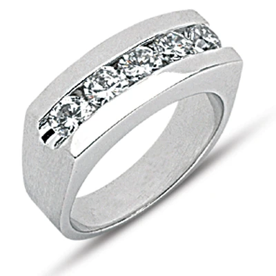 14K White Gold Men's Diamond Wedding Band 1.75ct 1 14K White Gold Men's Diamond Wedding Band 1.75ct