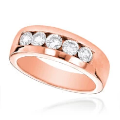 5 Stone 14K White Gold Men's Diamond Wedding Band 1ct -Luxurman 14k gold mens diamond wedding band 1ct p 22442 ro