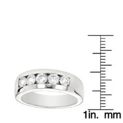 5 Stone 14K White Gold Men's Diamond Wedding Band 1ct -Luxurman 14k gold mens diamond wedding band 1ct p 22442 rulerwh