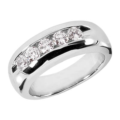 14K White Gold Men's Diamond Wedding Band 1ct 8.2mm 1 14K White Gold Men's Diamond Wedding Band 1ct 8.2mm