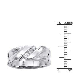 14K White Gold Men's Diamond Wedding Ring 0.24ct 5/16in. (8mm) -Luxurman 14k gold mens diamond wedding ring 024ct p 27448 rulerwh