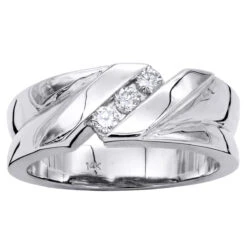 14K White Gold Men's Diamond Wedding Ring 0.24ct 5/16in. (8mm)