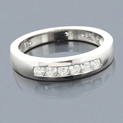 14K White Gold Men's Diamond Wedding Ring 0.30ct 4.9mm 4 14K White Gold Men's Diamond Wedding Ring 0.30ct 4.9mm - Image 4