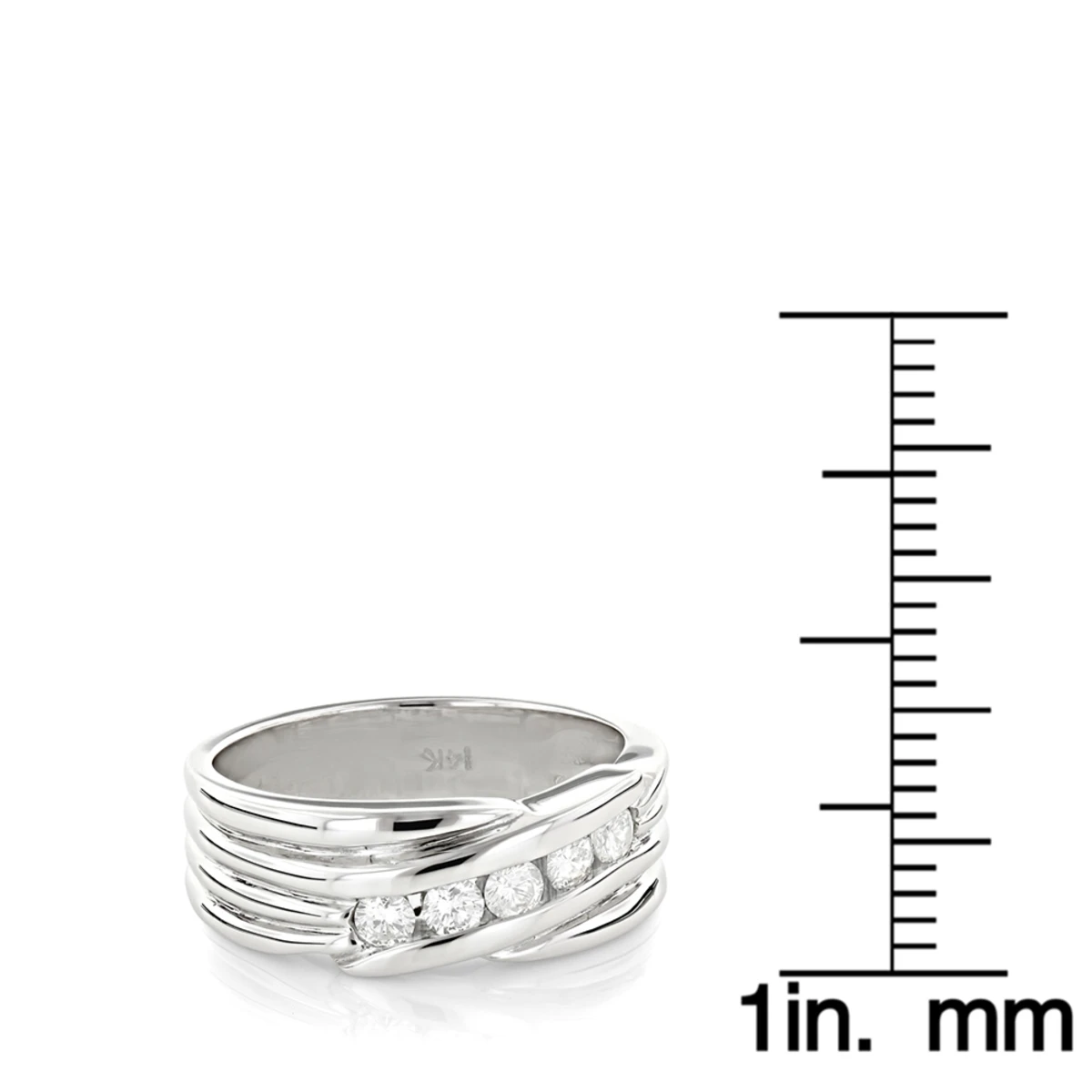 14K White Gold Men's Diamond Wedding Ring 0.50ct 6 14K White Gold Men's Diamond Wedding Ring 0.50ct - Image 6