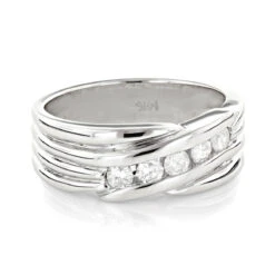 14K White Gold Men's Diamond Wedding Ring 0.50ct