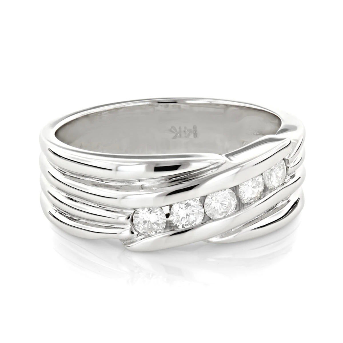 14K White Gold Men's Diamond Wedding Ring 0.50ct 1 14K White Gold Men's Diamond Wedding Ring 0.50ct