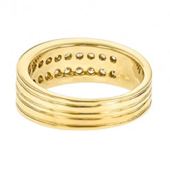 14K Yellow Gold Men's Diamond Wedding Ring W 1.5ct Of Round Diamonds By Luxurman -Luxurman 14k gold mens diamond wedding ring 132ct p 25616 backye