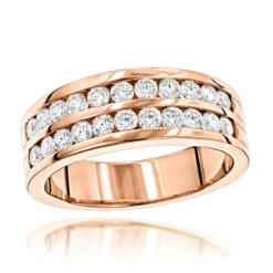 14K Yellow Gold Men's Diamond Wedding Ring W 1.5ct Of Round Diamonds By Luxurman -Luxurman 14k gold mens diamond wedding ring 132ct p 25616 ro