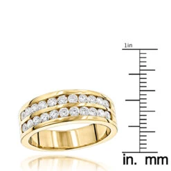 14K Yellow Gold Men's Diamond Wedding Ring W 1.5ct Of Round Diamonds By Luxurman -Luxurman 14k gold mens diamond wedding ring 132ct p 25616 rulerye