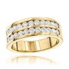 14K Yellow Gold Men's Diamond Wedding Ring W 1.5ct Of Round Diamonds By Luxurman