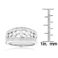 14K White Gold Men's Diamond Wedding Ring 1.54ct -Luxurman 14k gold mens diamond wedding ring 154ct p 35185 rulerwh