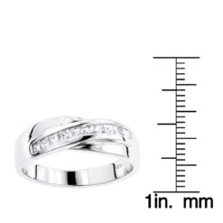 14K White Gold Men's Diamond Wedding Ring 1ct -Luxurman 14k gold mens diamond wedding ring 1ct p 27492 rulerwh
