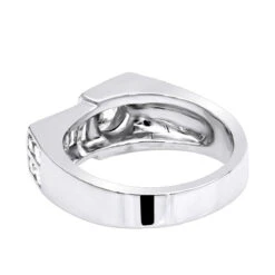 14K White Gold Men's Round & Baguette Diamonds Ring 1.59ct 15 14K White Gold Men's Round & Baguette Diamonds Ring 1.59ct -Luxurman 14k gold mens round baguette diamonds ring 159ct p 27855 backwh