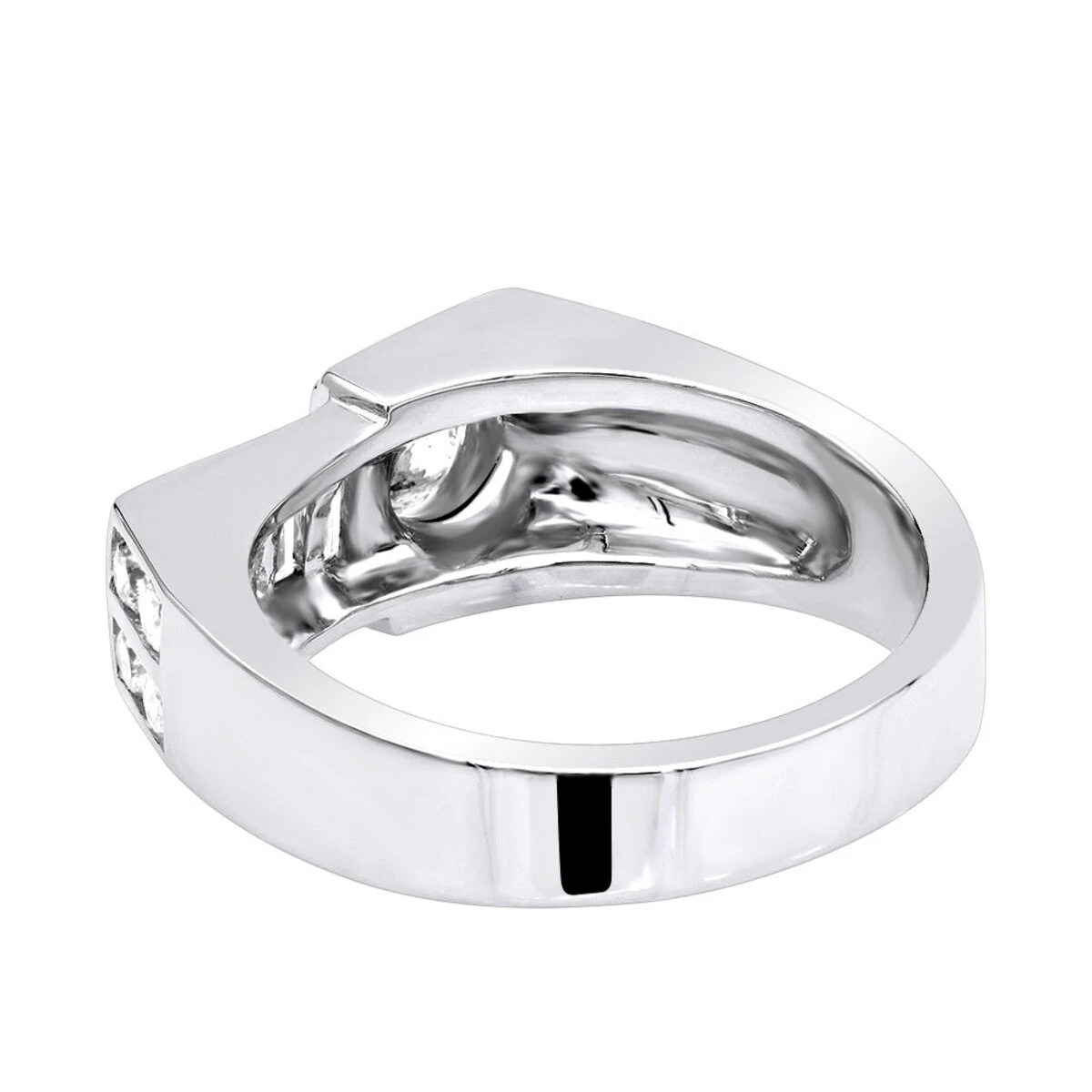 14K White Gold Men's Round & Baguette Diamonds Ring 1.59ct 4 14K White Gold Men's Round & Baguette Diamonds Ring 1.59ct - Image 4