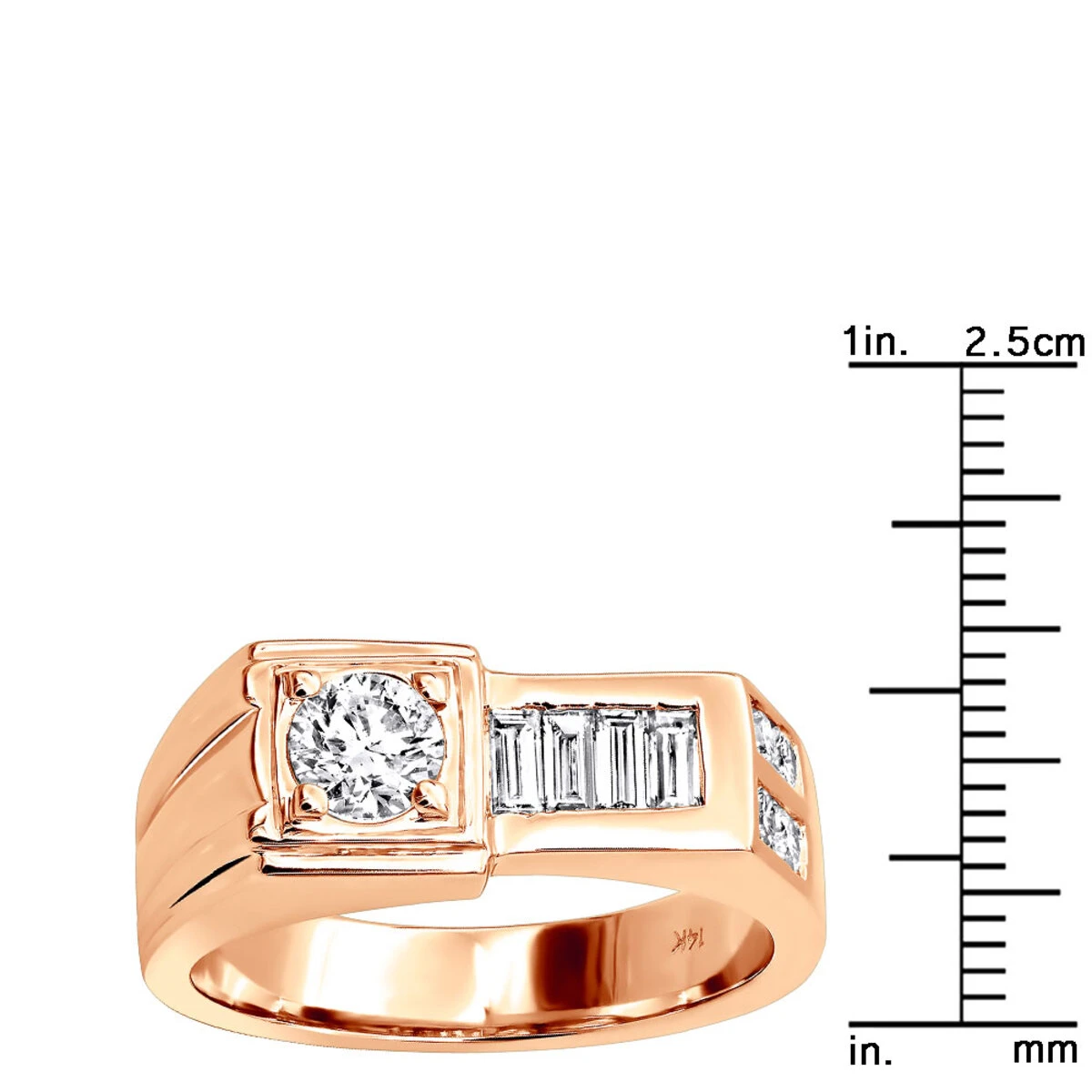 14K White Gold Men's Round & Baguette Diamonds Ring 1.59ct 11 14K White Gold Men's Round & Baguette Diamonds Ring 1.59ct - Image 11