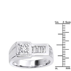 14K White Gold Men's Round & Baguette Diamonds Ring 1.59ct 20 14K White Gold Men's Round & Baguette Diamonds Ring 1.59ct -Luxurman 14k gold mens round baguette diamonds ring 159ct p 27855 rulerwh
