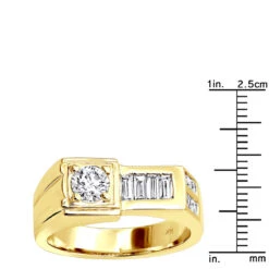 14K White Gold Men's Round & Baguette Diamonds Ring 1.59ct 21 14K White Gold Men's Round & Baguette Diamonds Ring 1.59ct -Luxurman 14k gold mens round baguette diamonds ring 159ct p 27855 rulerye