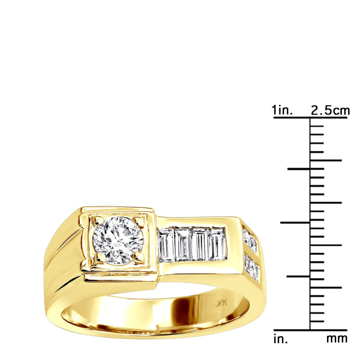 14K White Gold Men's Round & Baguette Diamonds Ring 1.59ct 10 14K White Gold Men's Round & Baguette Diamonds Ring 1.59ct - Image 10