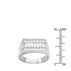 14K White Gold Men's Round & Baguette Diamonds Ring 1.60ct 11 14K White Gold Men's Round & Baguette Diamonds Ring 1.60ct -Luxurman 14k gold mens round baguette diamonds ring 160ct p 27843 ruler