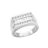 14K White Gold Men's Round & Baguette Diamonds Ring 1.60ct