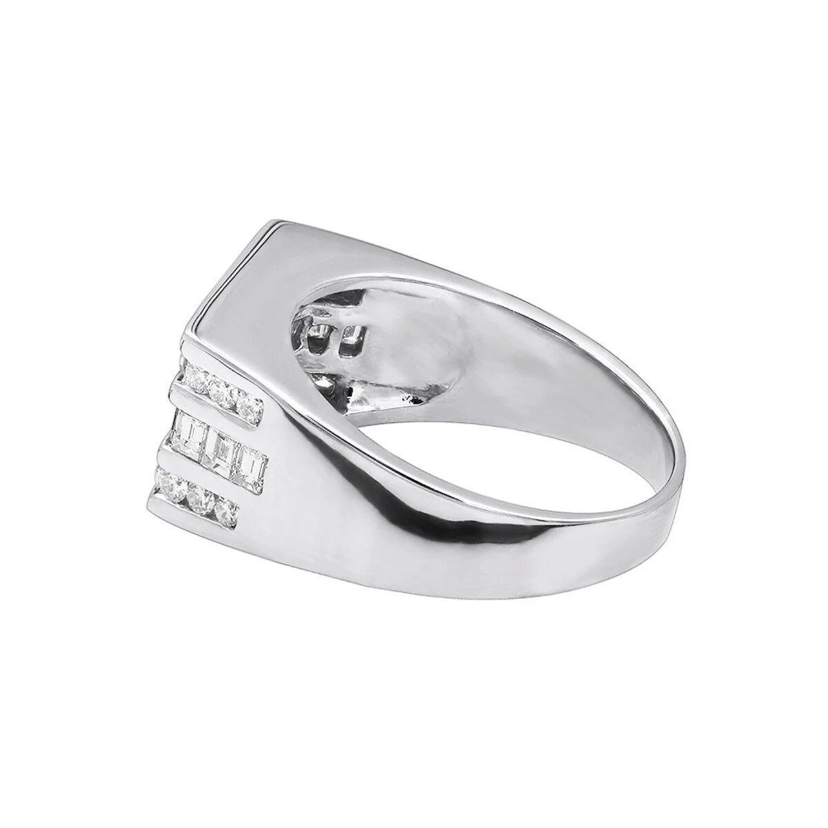 14K White Gold Men's Round & Baguette Diamonds Ring 1.60ct 4 14K White Gold Men's Round & Baguette Diamonds Ring 1.60ct - Image 4