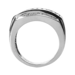 14K White Gold Men's Round & Baguette Diamonds Ring 2.26ct -Luxurman 14k gold mens round baguette diamonds ring 226ct p 27844 back white 20220426