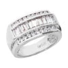 14K White Gold Men's Round & Baguette Diamonds Ring 2.26ct