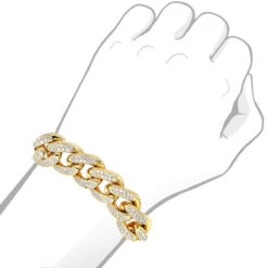 14K Yellow Gold Miami Cuban Link Chain Diamond Bracelet For Men 11.05ct -Luxurman 14k gold miami cuban link chain diamond bracelet for men 1105ct bodye
