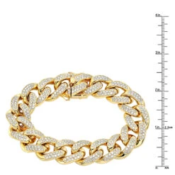 14K Yellow Gold Miami Cuban Link Chain Diamond Bracelet For Men 11.05ct -Luxurman 14k gold miami cuban link chain diamond bracelet for men 1105ct rulerye