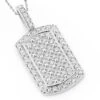 Luxurman 14K White Gold Mini Diamond Dog Tag Pendant W VS Diamonds 0.7ct