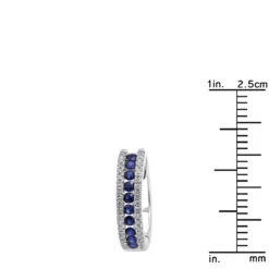 14K White Gold Natural Blue Sapphire And Diamond Huggie Earrings For Women 1ct 15 14K White Gold Natural Blue Sapphire And Diamond Huggie Earrings For Women 1ct -Luxurman 14k gold natural blue sapphire and diamond huggie earrings for women 085ct rulerwh