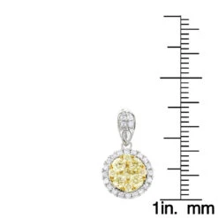 14K White Gold Natural Yellow Diamonds Ladies Circle Pendant 1 Carat -Luxurman 14k gold natural yellow diamonds ladies circle pendant 1 carat rulerwh