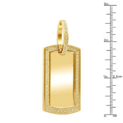 Customizable 14K Yellow Gold Oversized Diamond Dog Tag Pendant For Men 1 Carat -Luxurman 14k gold oversized diamond dog tag pendant 1 carat p 5827 rulerye