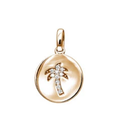 14K White Gold Palm Tree Circle Diamond Pendant 0.1ct Small Charm -Luxurman 14k gold palm tree circle diamond pendant 010ct p 35181 ro