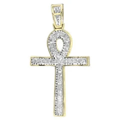 14K Yellow Gold Pave Ankh Diamond Cross Pendant For Men Egyptian Symbol Of Life 9 14K Yellow Gold Pave Ankh Diamond Cross Pendant For Men Egyptian Symbol Of Life -Luxurman 14k gold pave ankh diamond cross pendant for men egyptian symbol of life backye