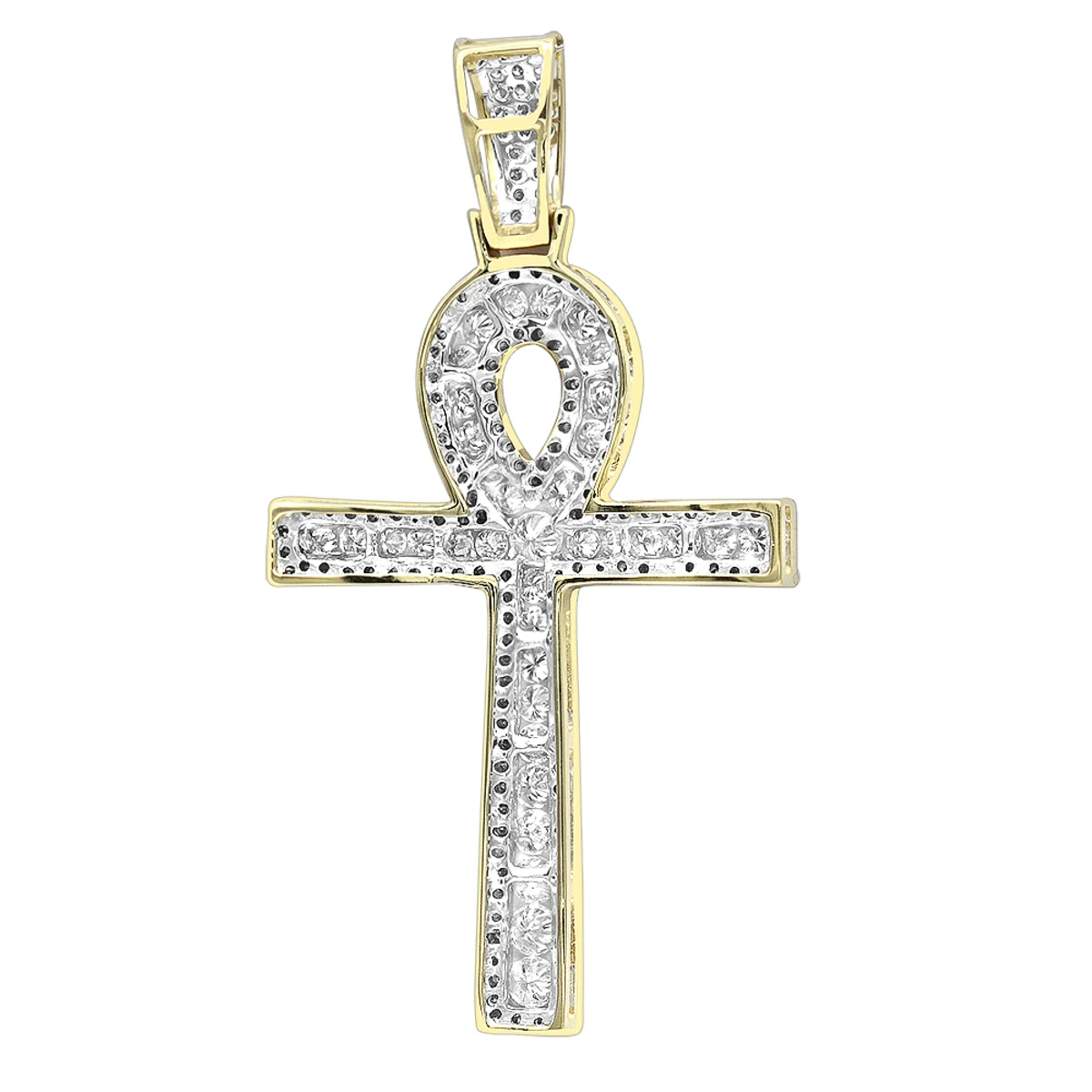 14K Yellow Gold Pave Ankh Diamond Cross Pendant For Men Egyptian Symbol Of Life 4 14K Yellow Gold Pave Ankh Diamond Cross Pendant For Men Egyptian Symbol Of Life - Image 4