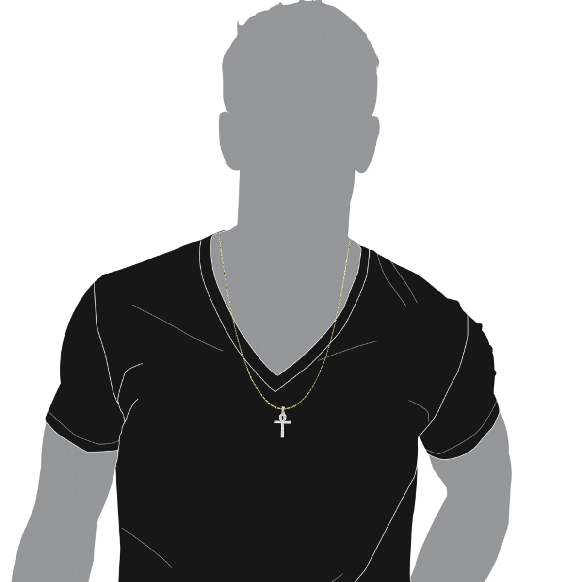 14K Yellow Gold Pave Ankh Diamond Cross Pendant For Men Egyptian Symbol Of Life 5 14K Yellow Gold Pave Ankh Diamond Cross Pendant For Men Egyptian Symbol Of Life - Image 5