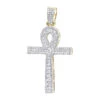 14K Yellow Gold Pave Ankh Diamond Cross Pendant For Men Egyptian Symbol Of Life