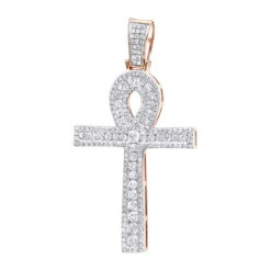 14K Yellow Gold Pave Ankh Diamond Cross Pendant For Men Egyptian Symbol Of Life 8 14K Yellow Gold Pave Ankh Diamond Cross Pendant For Men Egyptian Symbol Of Life -Luxurman 14k gold pave ankh diamond cross pendant for men egyptian symbol of life ro