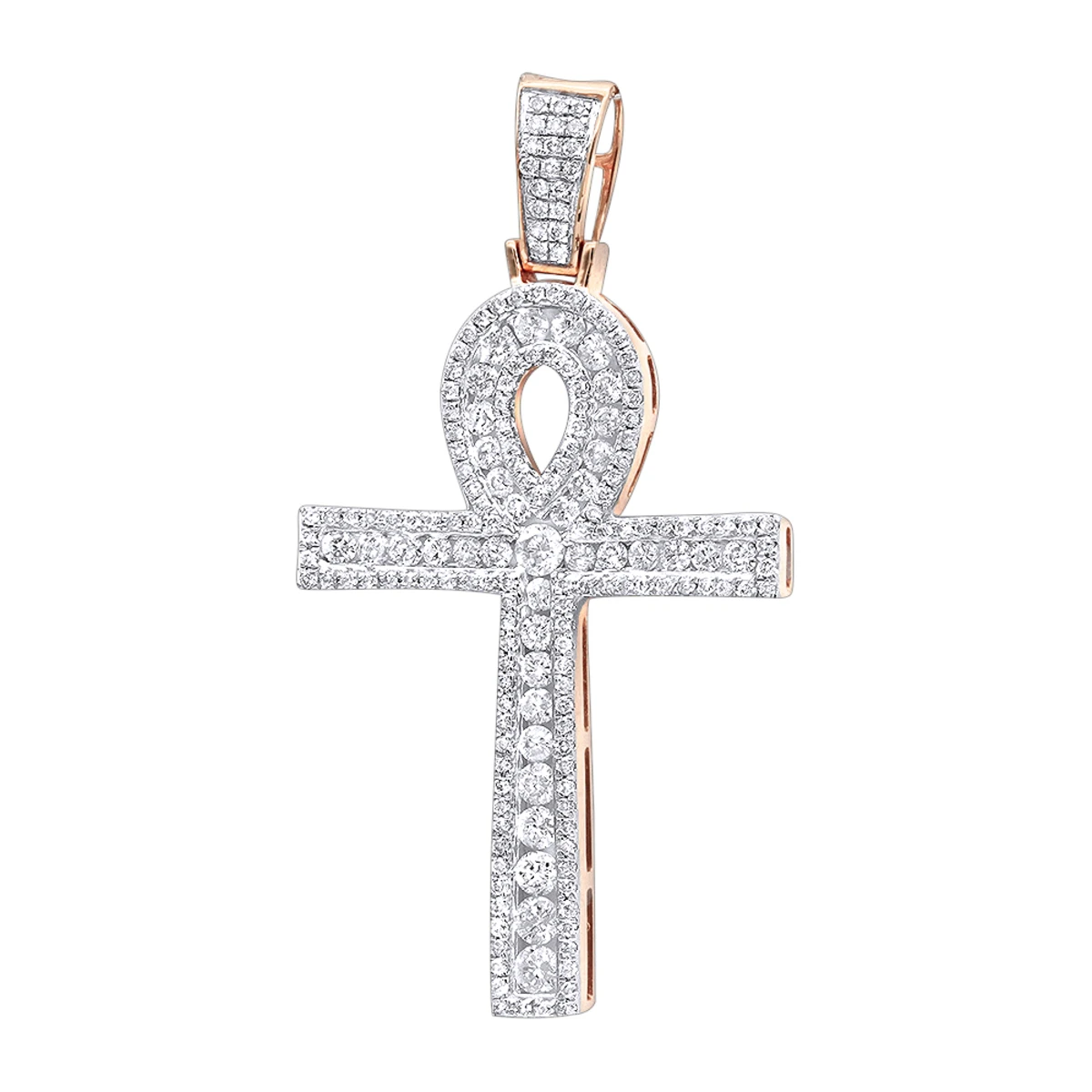 14K Yellow Gold Pave Ankh Diamond Cross Pendant For Men Egyptian Symbol Of Life 3 14K Yellow Gold Pave Ankh Diamond Cross Pendant For Men Egyptian Symbol Of Life - Image 3