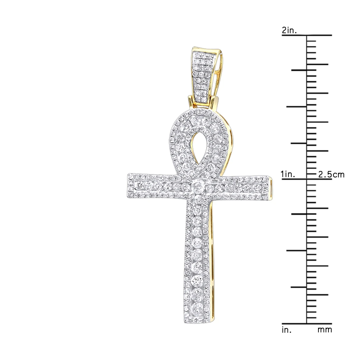 14K Yellow Gold Pave Ankh Diamond Cross Pendant For Men Egyptian Symbol Of Life 6 14K Yellow Gold Pave Ankh Diamond Cross Pendant For Men Egyptian Symbol Of Life - Image 6