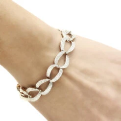 14K White Gold Pave Diamond Chain Link Bracelet For Women 3.75ct By Luxurman -Luxurman 14k gold pave diamond chain link bracelet for women 375ct by luxurman bodwh