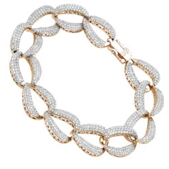 14K White Gold Pave Diamond Chain Link Bracelet For Women 3.75ct By Luxurman -Luxurman 14k gold pave diamond chain link bracelet for women 375ct by luxurman ro