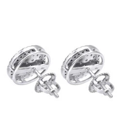 14K White Gold Pave Diamond Earrings For Men & Women 3/4ct Studs Real Diamonds -Luxurman 14k gold pave diamond earrings for men women 34ct studs real diamonds backwh